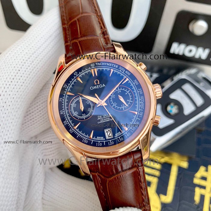 High Quality Omega DE VILLE Rose Gold Chronograph Watches